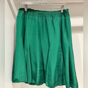 banana republic green satin skirt